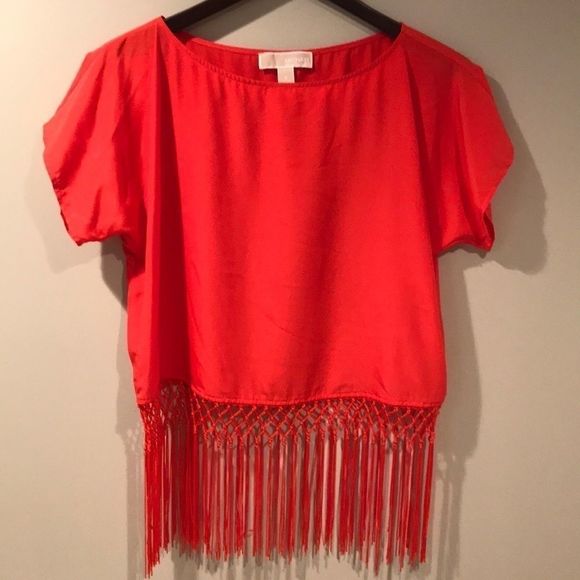 MICHAEL KORS Coral Fringe Boxy Fit Top - Picture 2 of 8